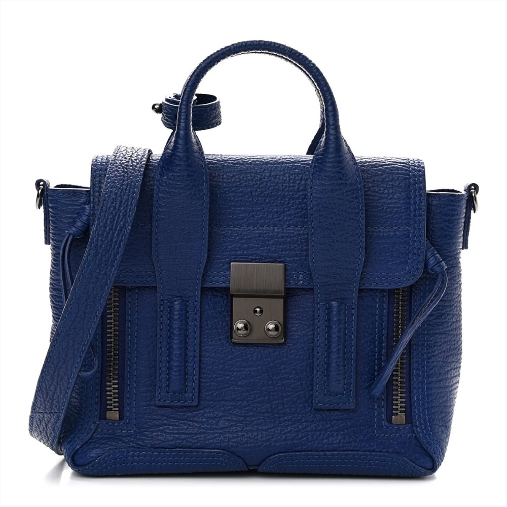 3.1 PHILLIP LIM  Textured Calfskin Mini Pashli Satchel Cobalt